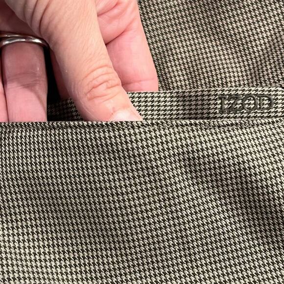 IZOD Brown & Tan Houndstooth Pleated Straight Leg Mens Dress Pants Mens 38 x 30 - Picture 8 of 15